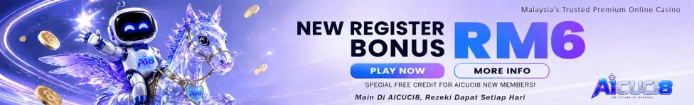 AiCUCI8 casino promotion banner — New Register Bonus RM6 for new members