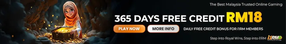 i1RM casino promotion banner — 365 Days Free Credit RM18 daily bonus